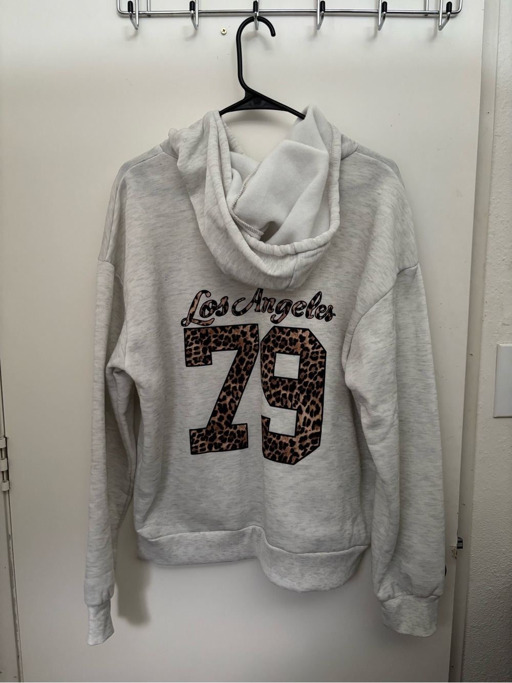 Los Angeles 79 Leopard Print Hoodie - Light Gray
